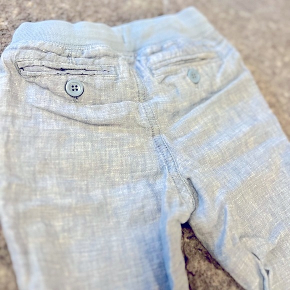 GAP 100% Linen Pants Sea Blue, Roll-Up Cuffs, Comfy Waistband, Pockets - Size 3 - Picture 3 of 7